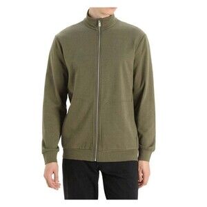 New Icebreaker Men's Central II Long Sleeve Zip Jacket Merino Blend Green Medium